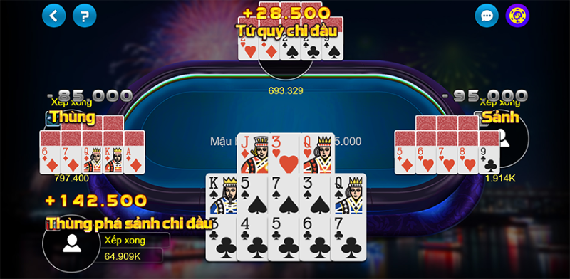 Game bài Mậu binh đòi hỏi chiến thuật sắp xếp bài logic đỉnh cao