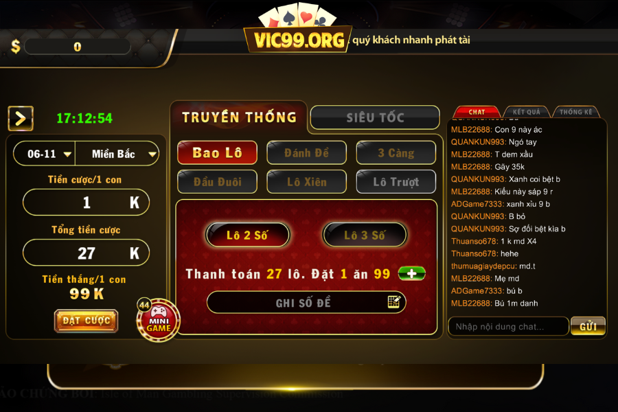 Đa dạng hình thức cược lô đề Vic99